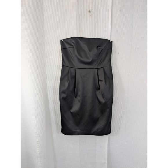 EXPRESS DESIGN STUDIO! LUXE BLACK SATIN WRAPPED STYLE GLAM DRESS! SZ 2 - Picture 2 of 11